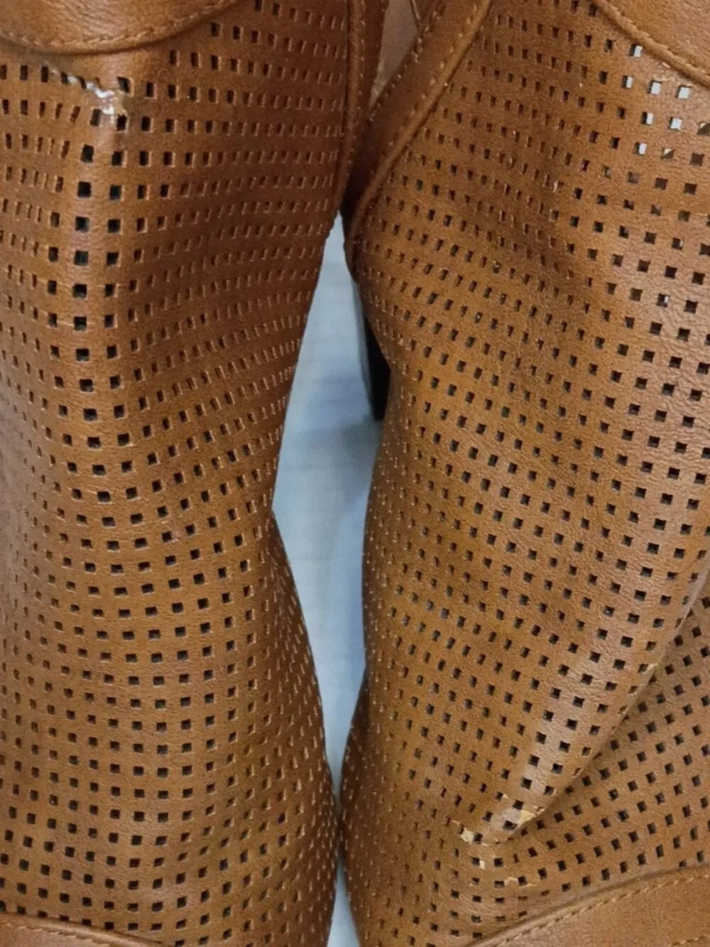 Steven by Steve Madden Stacked Tan Perforated Slingback Booties Women’s 8.5M